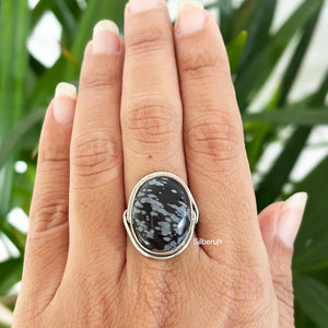 Snowflake Obsidian Silver Ring