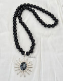 Snowflake Obsidian & Black Onyx Silver Necklace