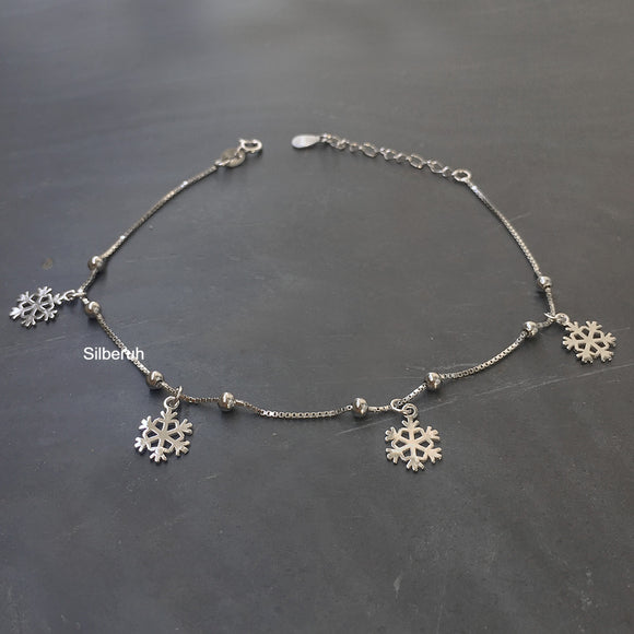 Snowflake Silver Anklet