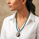 South African Turquoise & Facetted Black Onyx Silver Necklace
