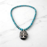 South African Turquoise & Facetted Black Onyx Silver Necklace