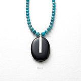 South African Turquoise & Facetted Black Onyx Silver Necklace