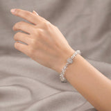 Natural Sphatik Clear Quartz gemstone bracelet in 925 silver