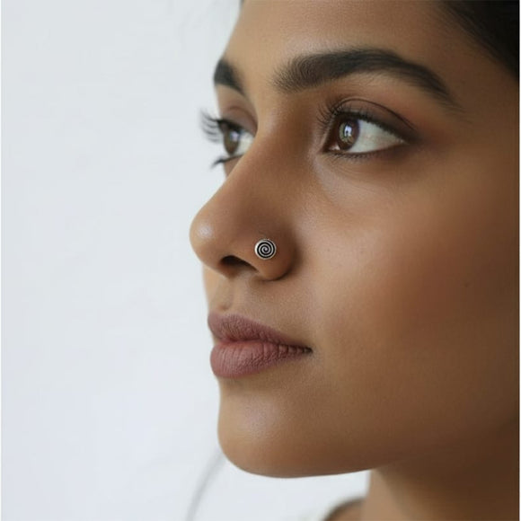 Spiral 925 Sterling Silver Nose Pin for pierced nose