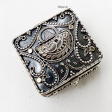 Square Silver Kumkum Trinket Box