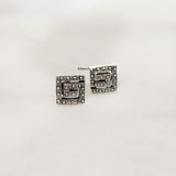 Square Silver Maze Stud