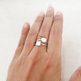 Stacking Round & Square Silver Ring