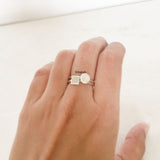 Stacking Round & Square Silver Ring