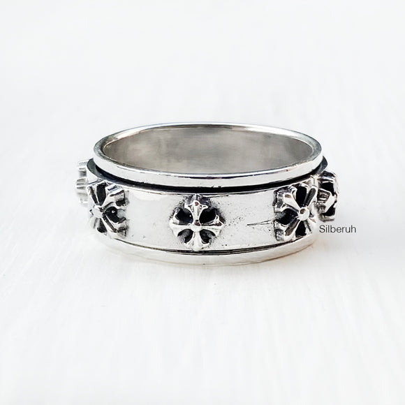 Stallion Cross Silver Spinner Ring