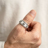 mens silver thumb ring rotating band