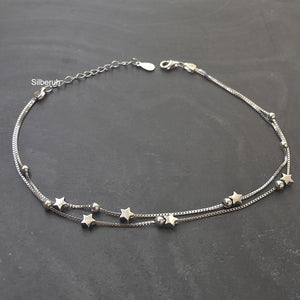 Star Ball Silver Anklet