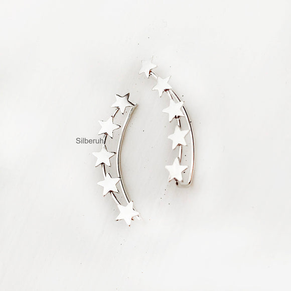 Star Silver Ear Climber Earring