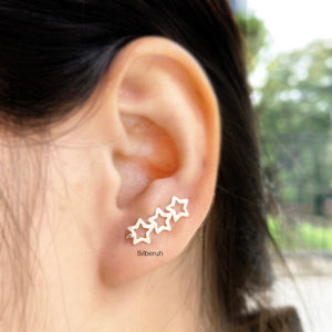 Star Silver Ear Climber Earring