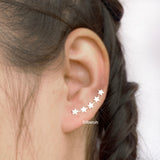 Star Silver Ear Climber Earring