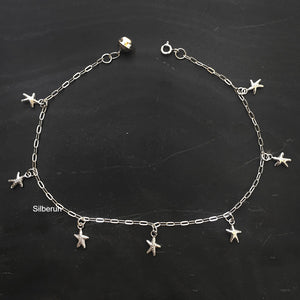 Starfish Silver Anklet