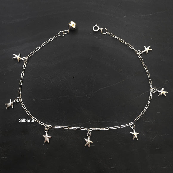 Starfish Silver Anklet