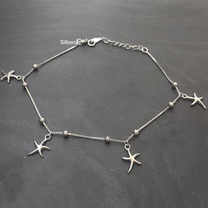 Starfish Silver Anklet