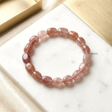 Genuine Strawberry Quartz gemstone bracelet with rosy pink tumble beads