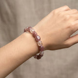 Handmade Strawberry Quartz crystal bracelet with stretchable design