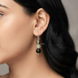 Sulemani Hakik, Prehnite & Blue Tiger's Eye Silver Earring