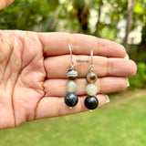 Sulemani Hakik, Prehnite & Blue Tiger's Eye Silver Earring