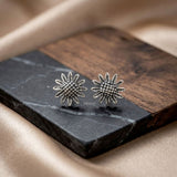 925 sterling silver sunflower stud earrings handcrafted floral design