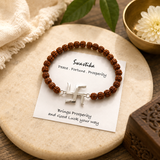 Handcrafted 925 Silver Swastika Rudraksha bracelet with genuine 6 mm Rudraksha beads.