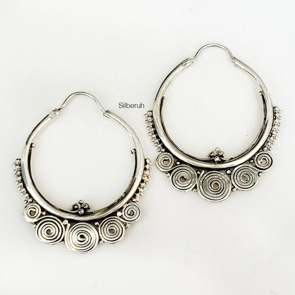 Swirl Hoop Silver Earring