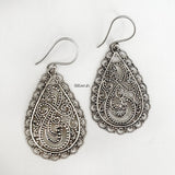 Teardrop Jali Silver Earring