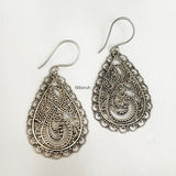 Teardrop Jali Silver Earring