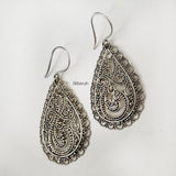 Teardrop Jali Silver Earring