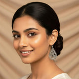 Teardrop Jali Silver Earring
