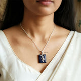 925 silver blue sunstone pendant front view