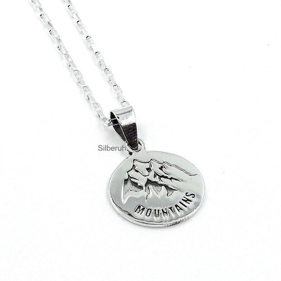 The Mountains are Calling Silver Pendant