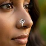 Traditional jali design silver nose clip jewelry