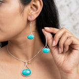 turquoise silver jewellery set India pendant earrings