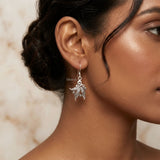 oxidised finish leaf design sterling silver pendant earrings