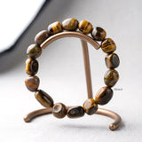 Genuine Tiger's Eye gemstone bracelet with golden brown tumble beads
