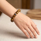 Natural Tiger's Eye beaded bracelet with chatoyant gemstone beads