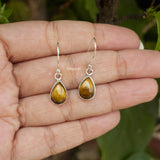 Tiger's Eye Drop Silver Earring