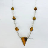 Tiger's Eye Drop Silver Necklace