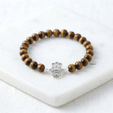 925 silver Tiger’s Eye Hamsa gemstone bracelet