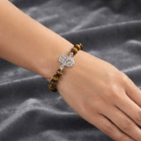Stretchable Tiger’s Eye Hamsa bracelet