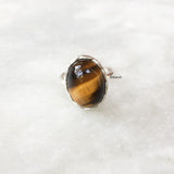 Tiger's Eye Knotted Silver Ring