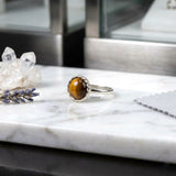 natural Tiger’s Eye sterling silver gemstone ring