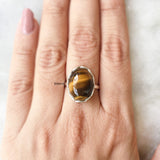 Tiger's Eye Knotted Silver Ring