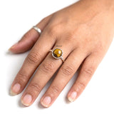 handcrafted round Tiger’s Eye silver ring women
