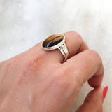 Tiger's Eye Leaf Silver Ring