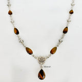 Tiger's Eye Lotus Silver Necklace