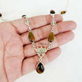 Tiger's Eye Lotus Silver Necklace